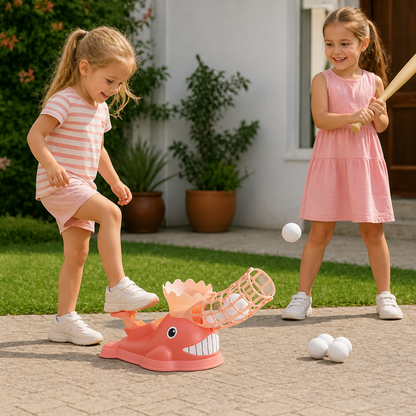 Step-On Baseball Pitching Machine with Bat & Balls for Kids