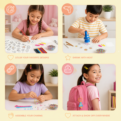 DIY Shrink Art Keychain & Charm Making Kit for Kids