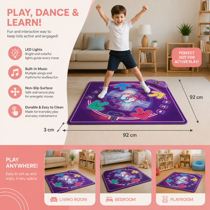 Interactive Musical Dance Mat with LED Lights for Kids