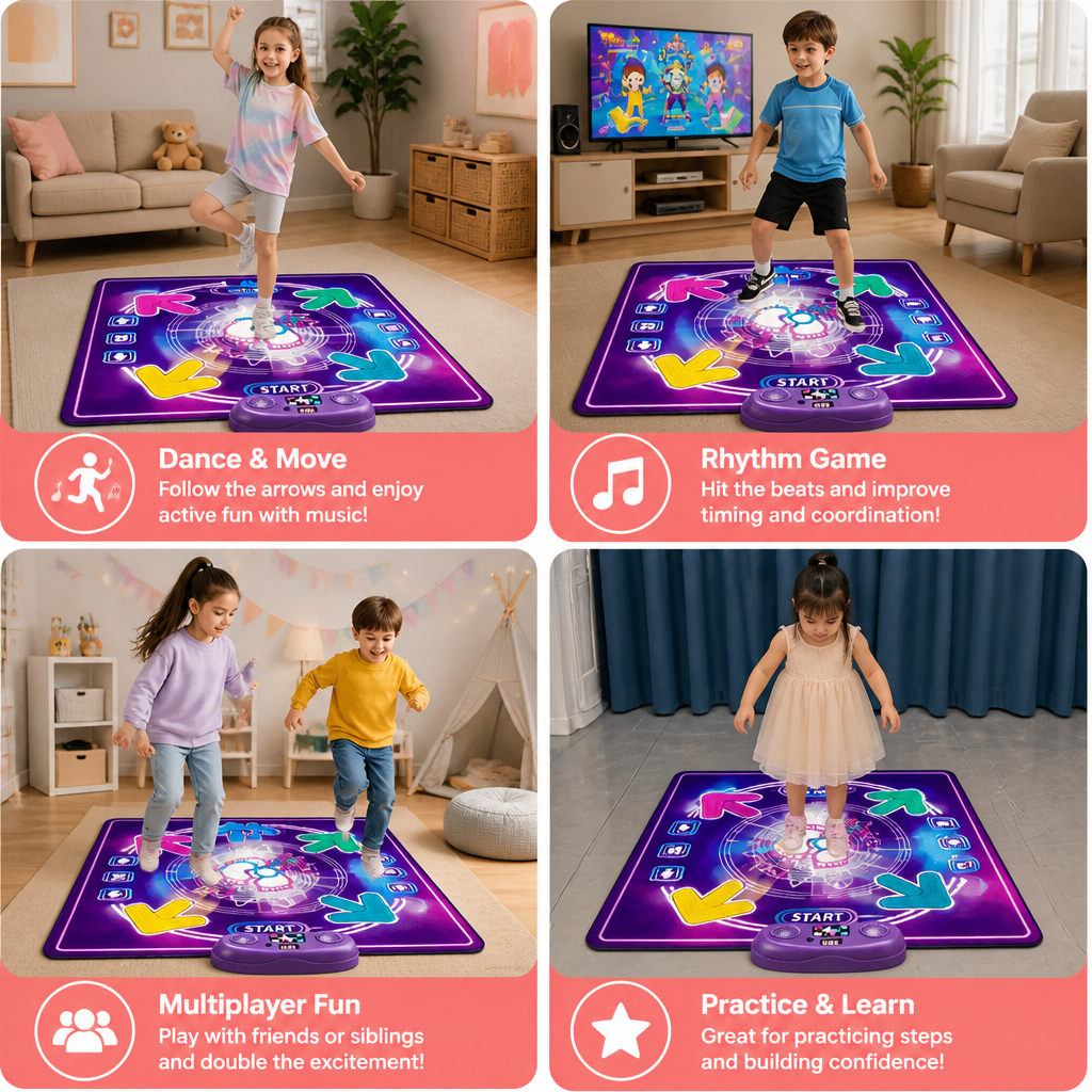 Interactive Musical Dance Mat with LED Lights for Kids