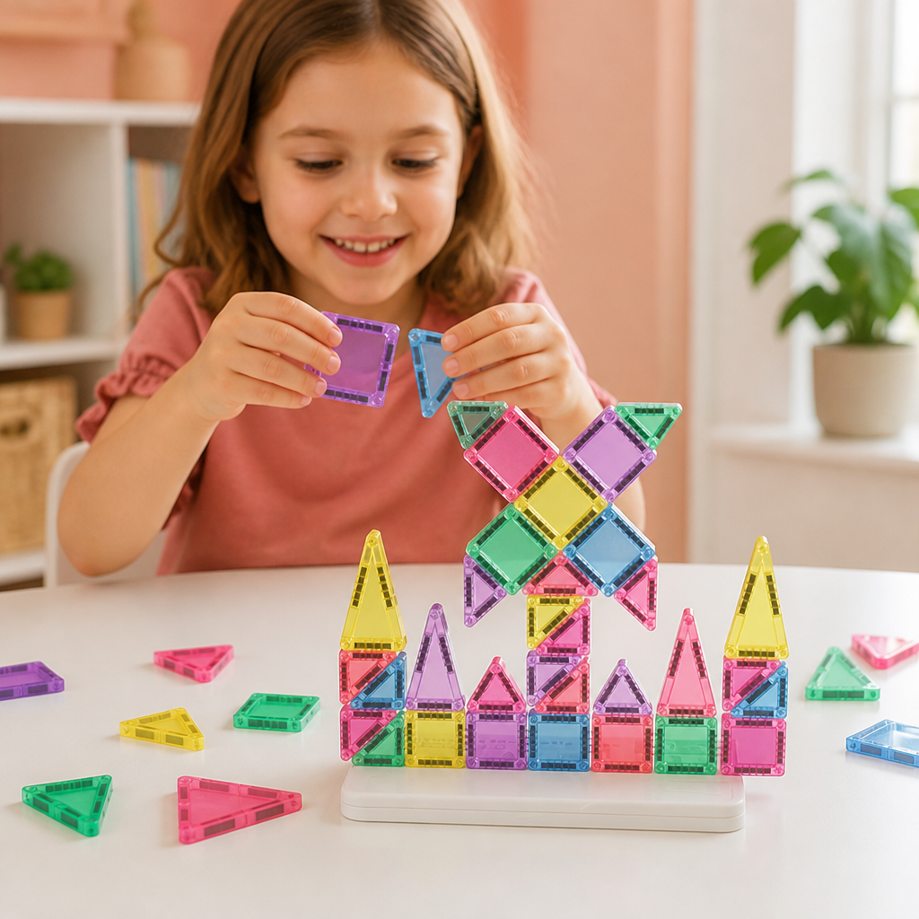 Compact Magnetic Tiles – 40-Piece Montessori Travel Set