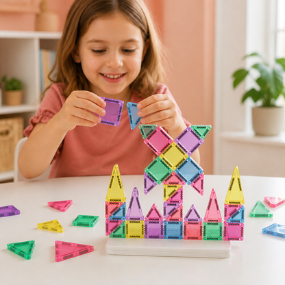 Compact Magnetic Tiles – 40-Piece Montessori Travel Set
