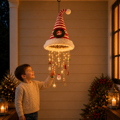 Christmas Santa Hat Lights with LED String Decorations