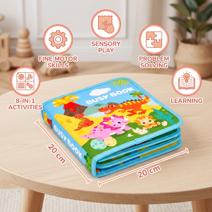 8-in-1 Montessori Dinosaur Busy Board Activity Book for Toddlers