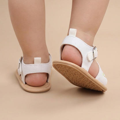 Embroidered Daisy Buckle Sandals