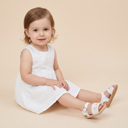 Embroidered Daisy Buckle Sandals
