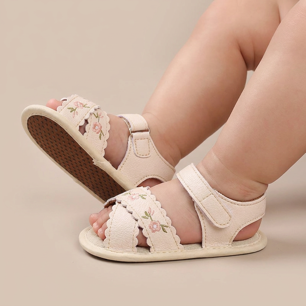 Scallop Edge Floral Sandals