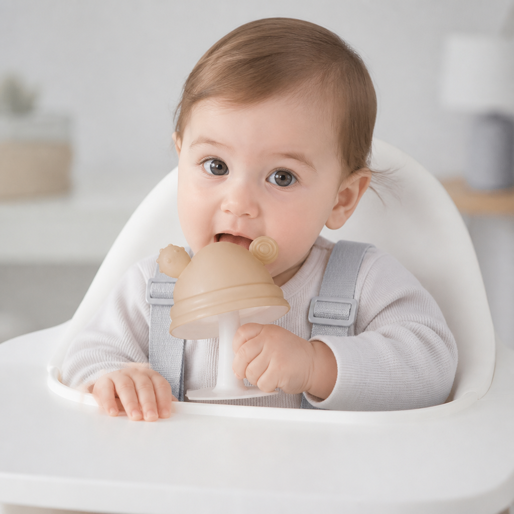 Baby Mushroom Silicone Teether for Tiny Hands