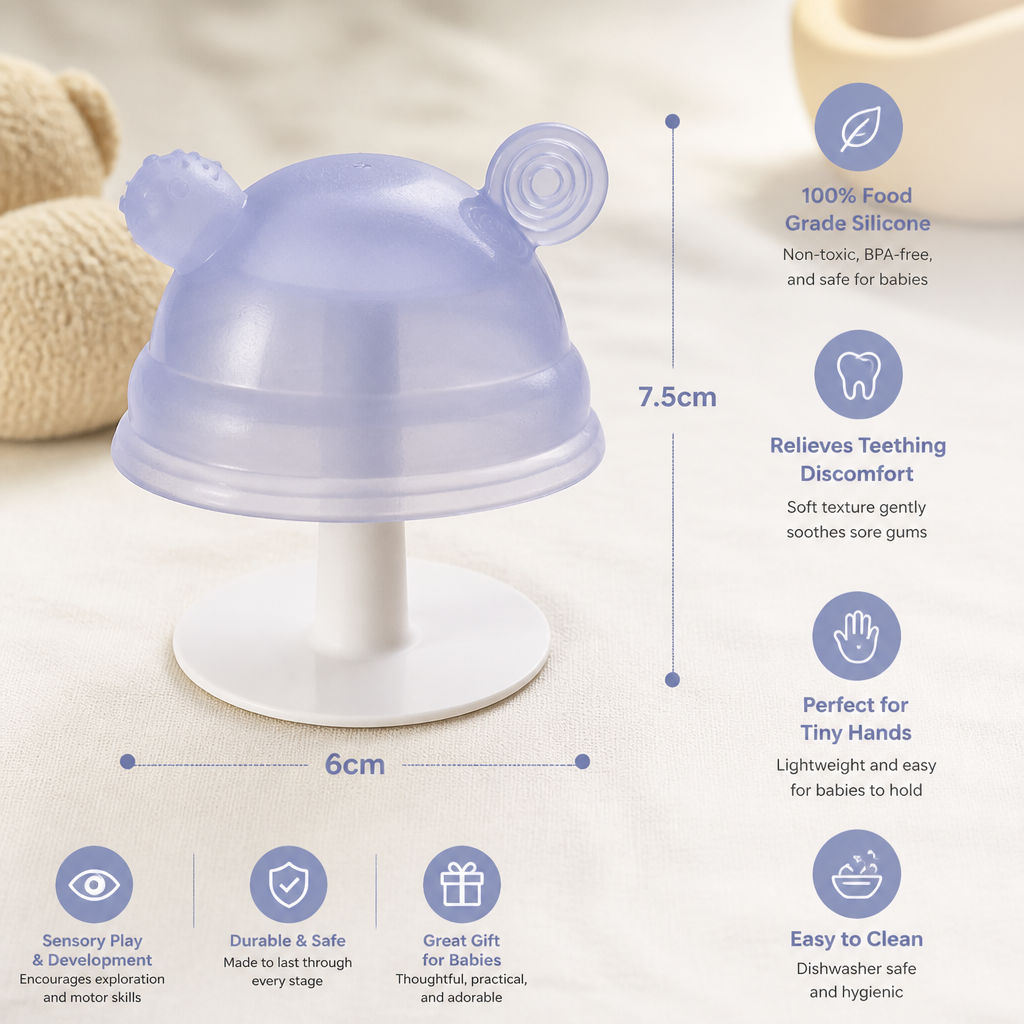 Baby Mushroom Silicone Teether for Tiny Hands