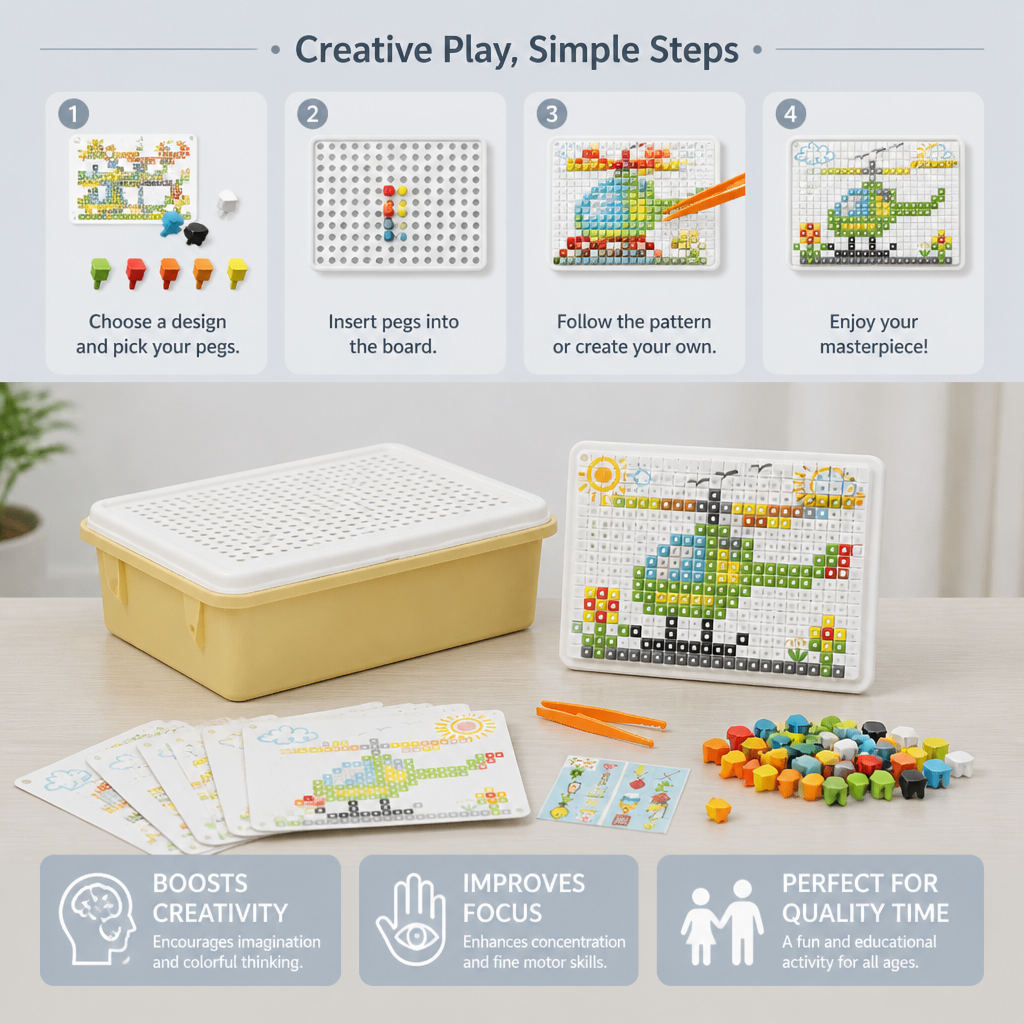 Montessori Learning Peg Mosaic Board