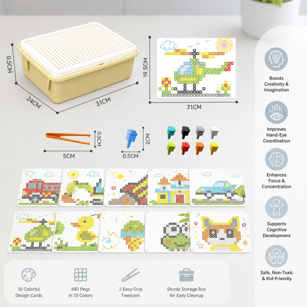 Montessori Learning Peg Mosaic Board