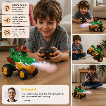 Remote Control Crocodile Stunt Car – Lights, Spray & Sound Effects