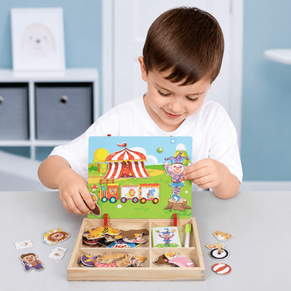 Magnetic Wooden Dress-Up & Matching Puzzle Board – Creative Learning Toy