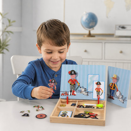 Magnetic Wooden Dress-Up & Matching Puzzle Board – Creative Learning Toy