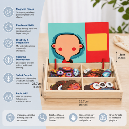 Magnetic Wooden Dress-Up & Matching Puzzle Board – Creative Learning Toy