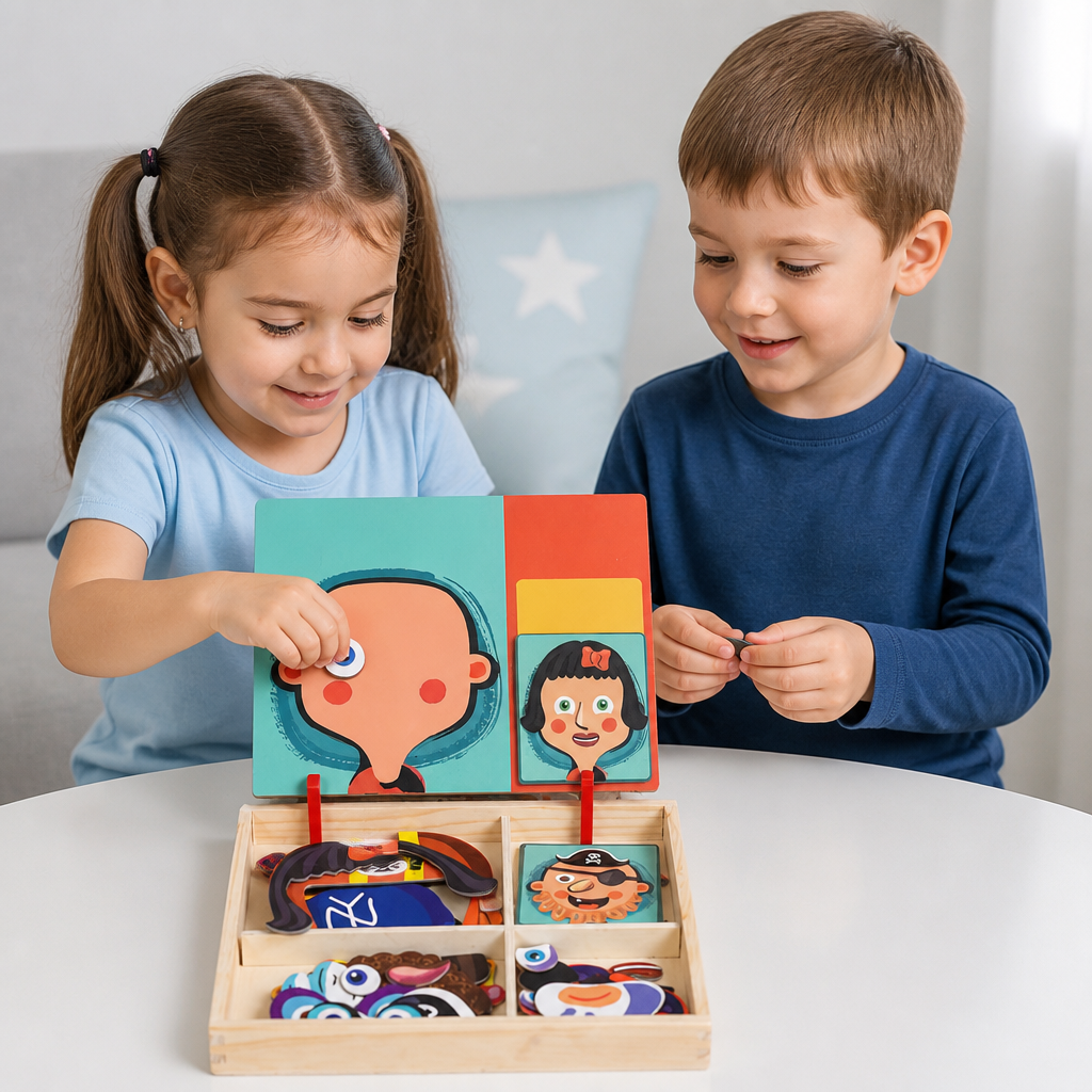 Magnetic Wooden Dress-Up & Matching Puzzle Board – Creative Learning Toy