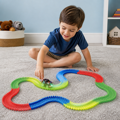 Glow-in-the-Dark Flexible Sand Race Track Set for Kids
