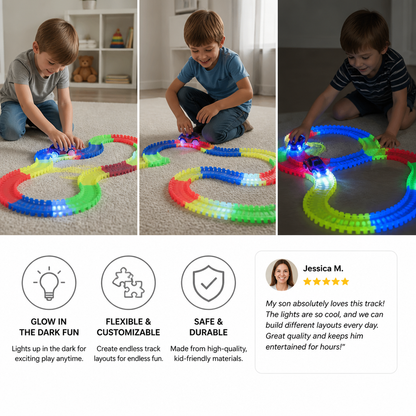 Glow-in-the-Dark Flexible Sand Race Track Set for Kids