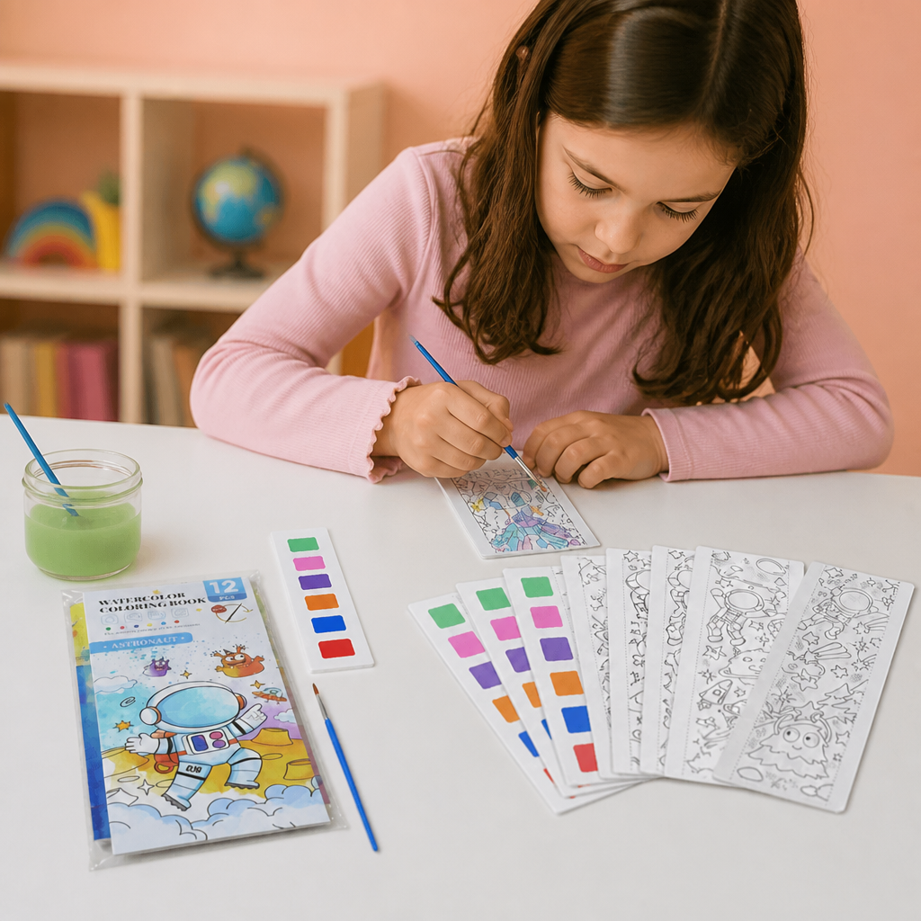 All-in-One Watercolour Painting Book with Built-In Paint & Brush