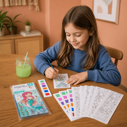 All-in-One Watercolour Painting Book with Built-In Paint & Brush