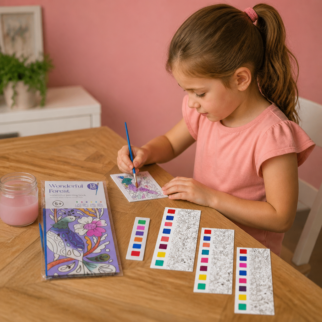 All-in-One Watercolour Painting Book with Built-In Paint & Brush