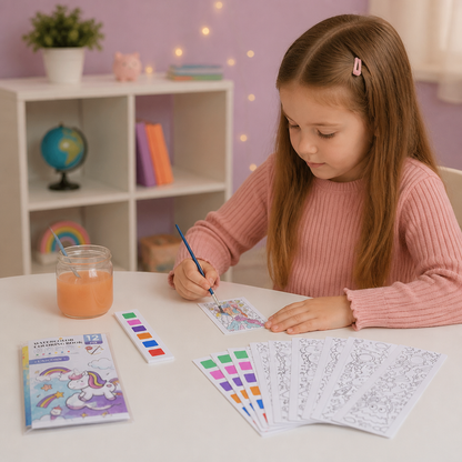 All-in-One Watercolour Painting Book with Built-In Paint & Brush