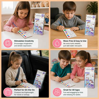All-in-One Watercolour Painting Book with Built-In Paint & Brush