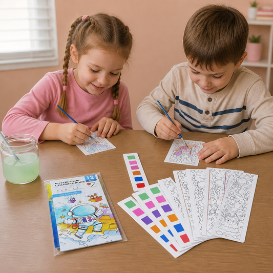 All-in-One Watercolour Painting Book with Built-In Paint & Brush