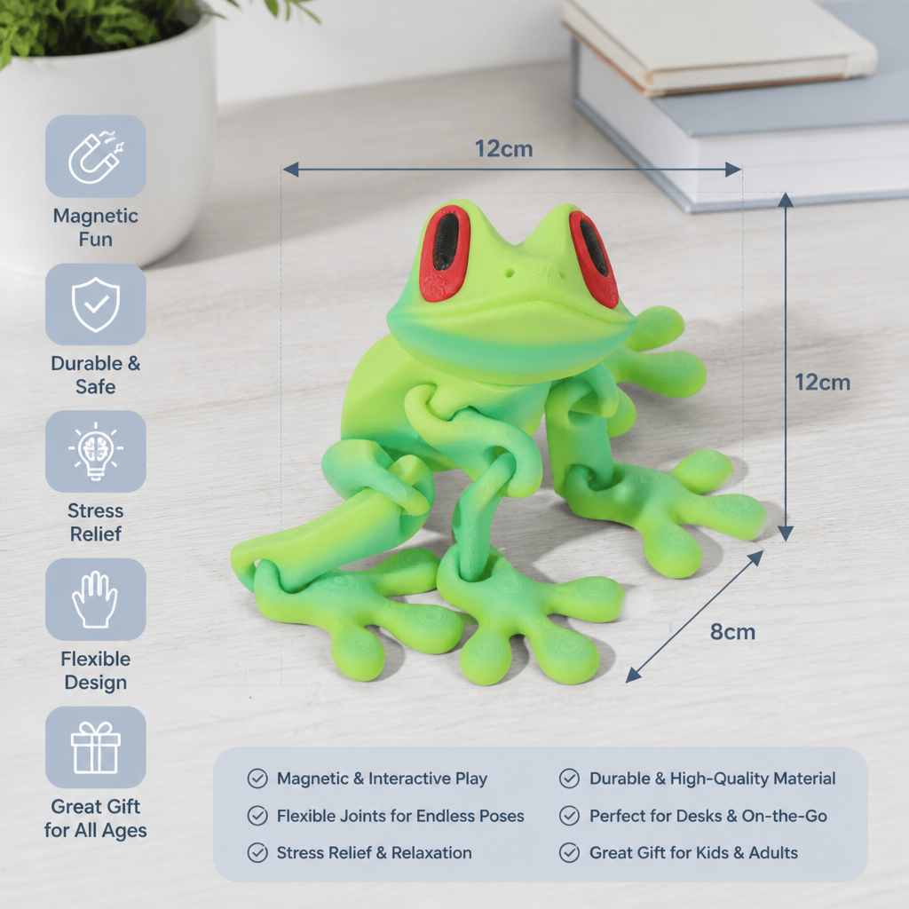 3D Printed Magnetic Flexible Frog Fidget Toy