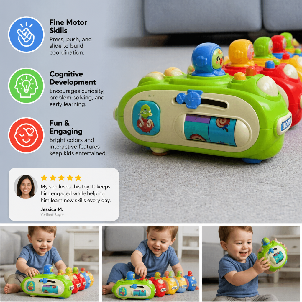 5-in-1 Press & Go Busy Car Toy for Fine Motor Skills Development