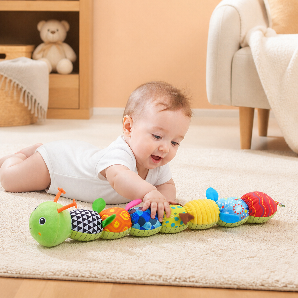Sensory Plush Rattle and Music Caterpillar