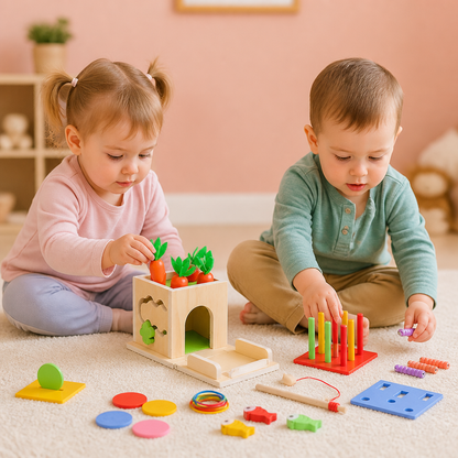 6-in-1 Montessori Wooden Shapes and Figures Educational Cube