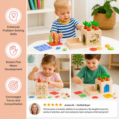 6-in-1 Montessori Wooden Shapes and Figures Educational Cube