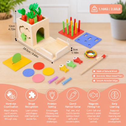 6-in-1 Montessori Wooden Shapes and Figures Educational Cube