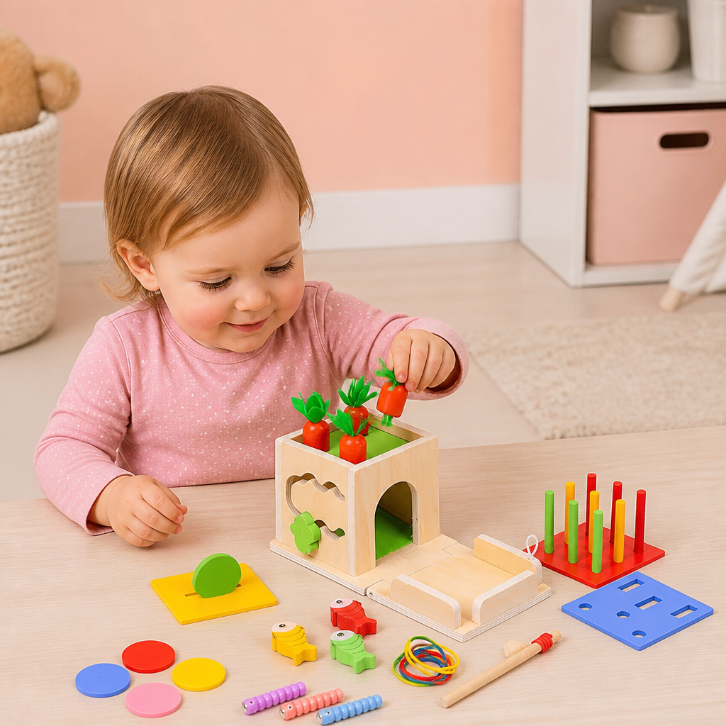 6-in-1 Montessori Wooden Shapes and Figures Educational Cube