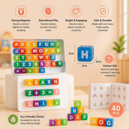 40-Piece Magnetic Letters & Numbers Learning Set – Montessori STEM Toy for Kids