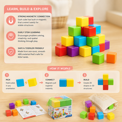 Toddler Safe 4.2cm Magnetic Building Cubes – STEM Learning Blocks