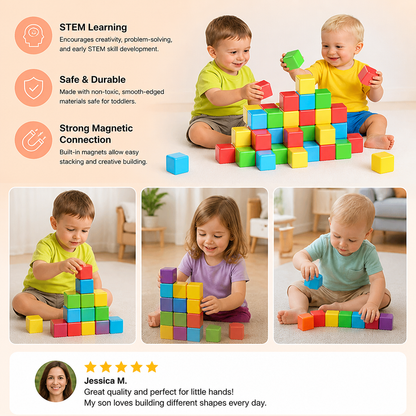 Toddler Safe 4.2cm Magnetic Building Cubes – STEM Learning Blocks