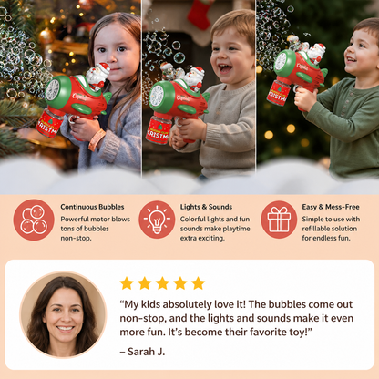 Electric Christmas Bubble Gun with Lights & Sounds for Kids