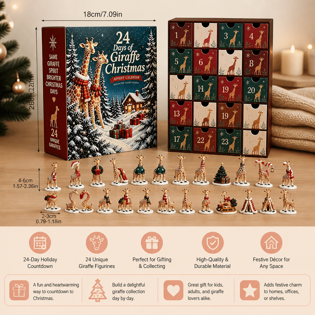 24-Day Christmas Giraffe Figurine Advent Calendar