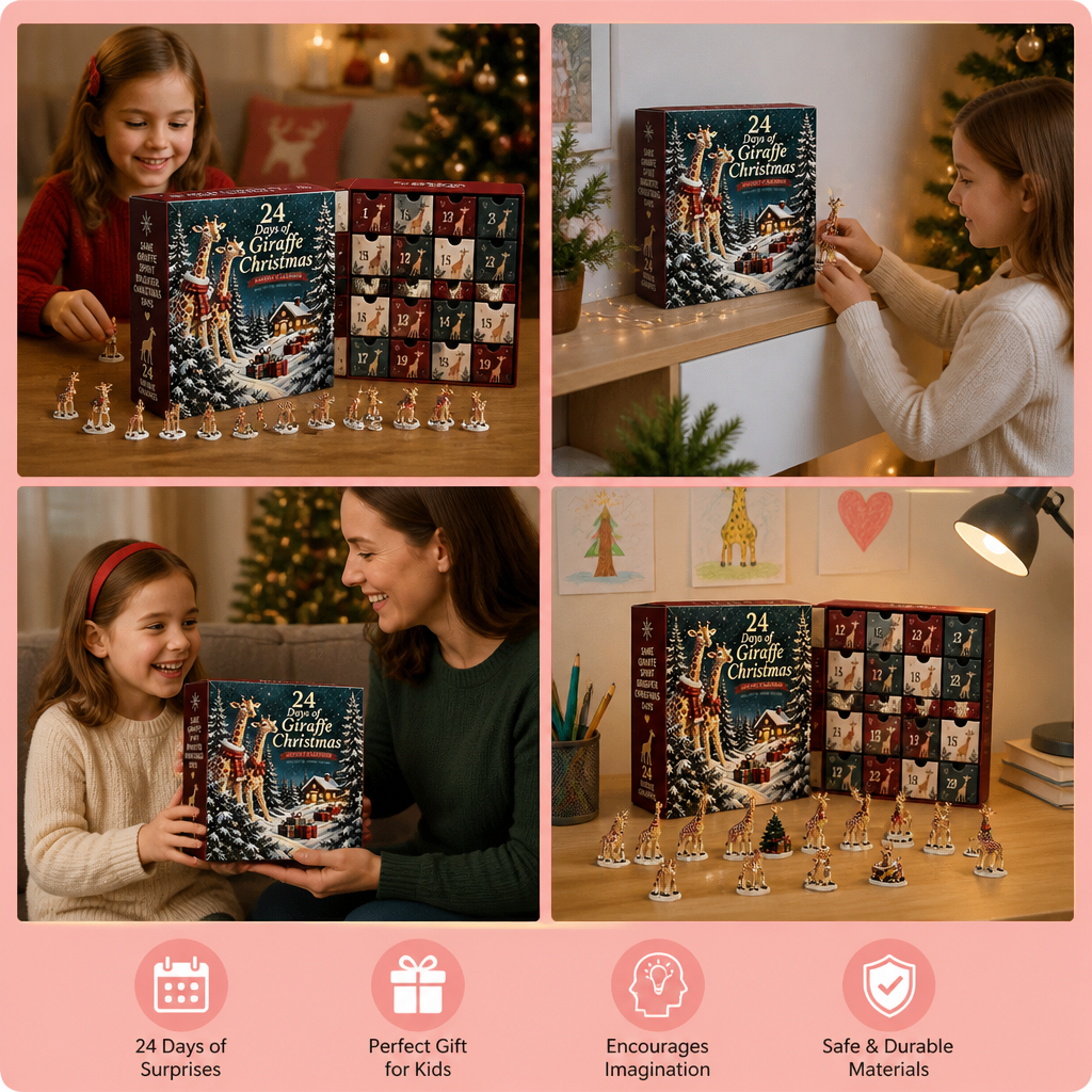 24-Day Christmas Giraffe Figurine Advent Calendar