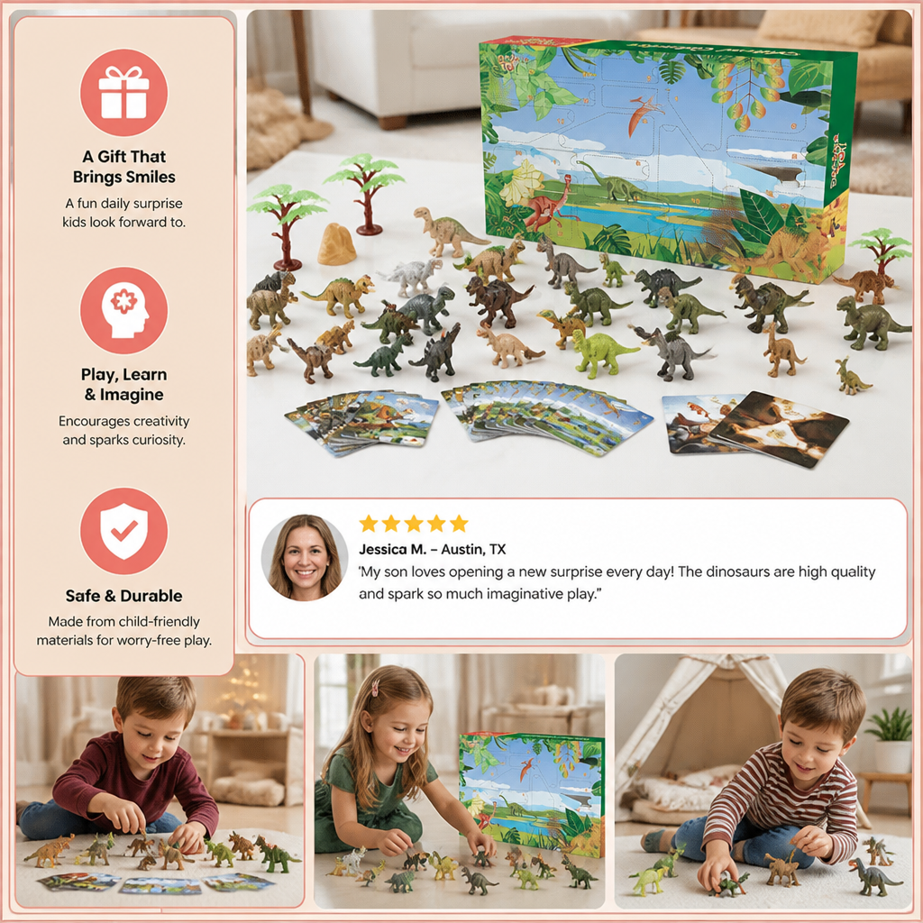 24-Day Dinosaur Toy Advent Calendar with Surprise Figures