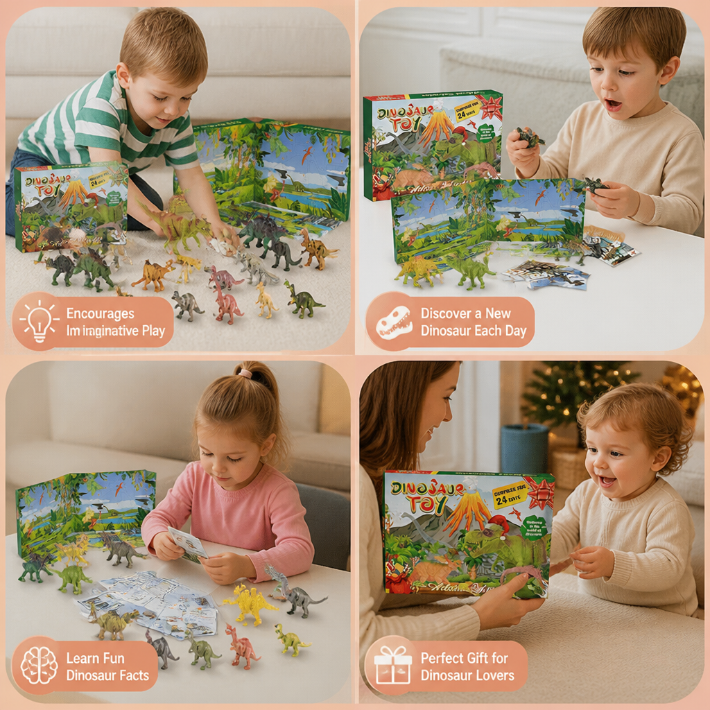 24-Day Dinosaur Toy Advent Calendar with Surprise Figures