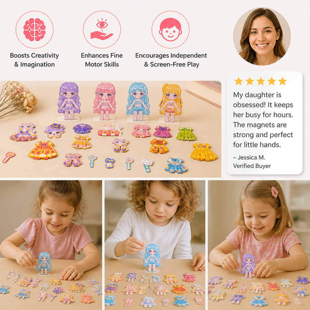 Princess Magnetic Dress-Up Set with 3D Stickers