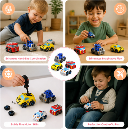 4-Piece DIY Take-Apart City Vehicle Set with Toy Drill