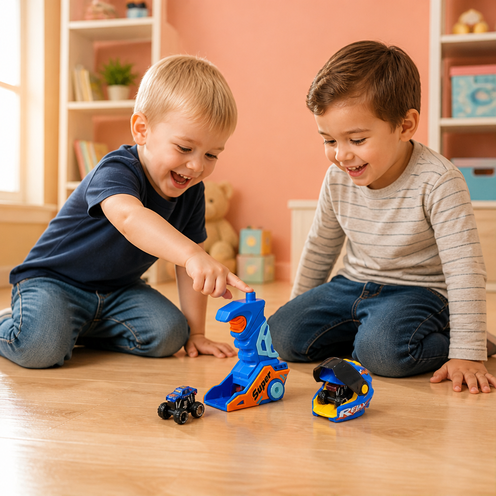 One-Click Monster Truck Launcher with Helmet & Handle Design