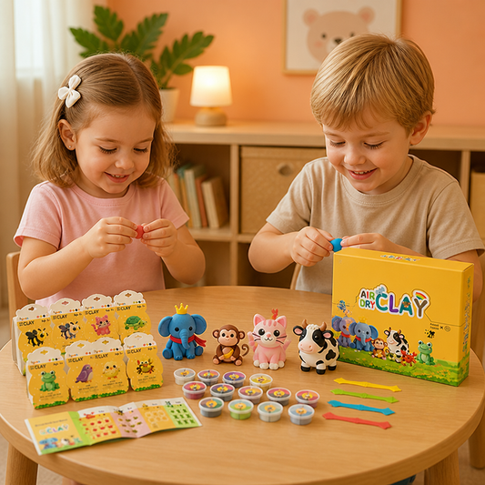 12-Piece Air Dry Clay Animal Craft Kit for Kids