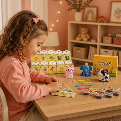 12-Piece Air Dry Clay Animal Craft Kit for Kids
