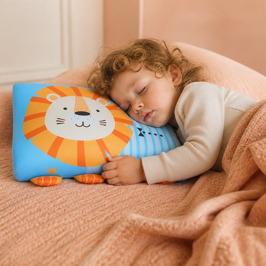 Calming Ergonomic Kids’ Pillow with Cartoon Animal Pillowcase