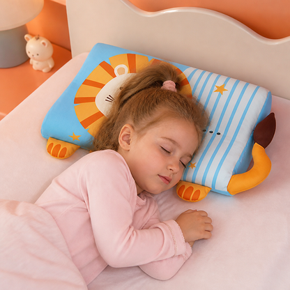 Calming Ergonomic Kids’ Pillow with Cartoon Animal Pillowcase
